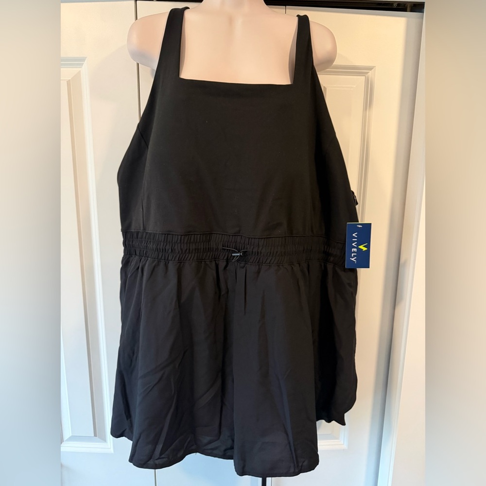 Vively black active athletic romper one piece outfit 3X NEW